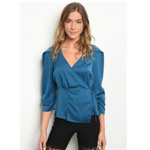 Lulumari Tops - 1 LEFT! ONLY LG / Wrap Blouse *VERY soft sateen*